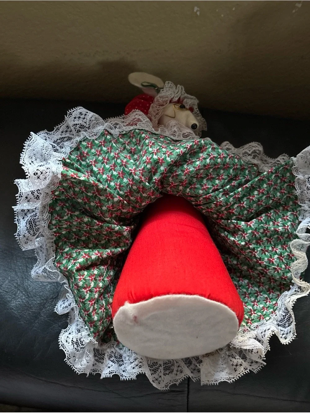 Holiday Red Mouse Doll with White Lace Skirt